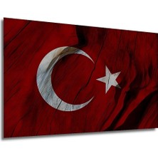 Dekoratif Ahşap Tablo Türk Bayrağı (Ay Yıldız) Şık Yatay Duvar Dekorasyon Tablosu