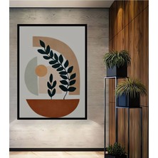 Dekoratif Bohem Minimalist Soyut Çizim Ahşap Tablo Çerçeve Görünümlü Dikey Duvar Dekorasyon Tablosu