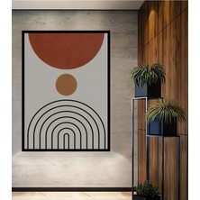 Dekoratif Bohem Minimalist Soyut Çizim Ahşap Tablo Çerçeve Görünümlü Dikey Duvar Dekorasyon Tablosu