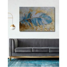 Teona Ahşap Soyut Kuş Tüyü Dekoratif Ahşap Tablo Şık Yatay Duvar Dekorasyon Tablosu