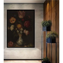 Ahşap Vintage Çiçek Galeri Duvarı,sanatsal Baskı,tablo Çerçeve Görünümlü Dikey Duvar Tablo