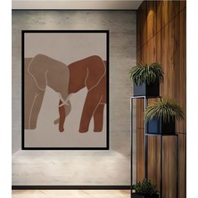 Teona Ahşap Dekoratif Bohem Minimalist Soyut Çizim Ahşap Tablo Çerçeve Görünümlü Dikey Duvar Dekorasyon Tablosu