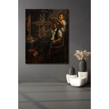 Dekoratif Dikey Berber Dükkanı Duvar Tablo Ahşap Dikdörtgen Tablo