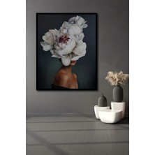 Teona Ahşap Simli Ahşap Tablo,gül Kafalı Kadın Resim,gümüş Sim Işlemeli Çerçeve Görünümlü Dikey Duvar Tablo