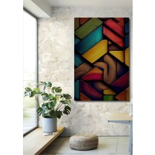 Teona Ahşap Dekoratif Dikey Renkli Tahta Bloklar Duvar Tablo Ahşap Dikdörtgen Tablo