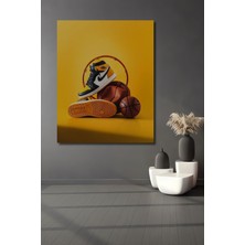 Teona Ahşap Dekoratif Dikey Basketball Topu Ayakkabısı ve Potası Duvar Tablo Ahşap Dikdörtgen Tablo