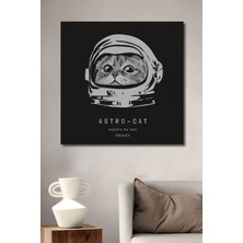 Ahşap Astronot Kedili Desenli Mdf Tablo Yüksek Kaliteli Çerçeve Görünümlü Dikey Duvar Tablo