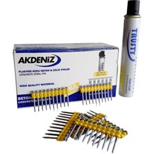 Akdeniz 2.7X38 mm Metal-Beton Uygulamaları Için Pin Çiviler(Düz Çivi) 1000 Adet Çivi+ 1  Gaz