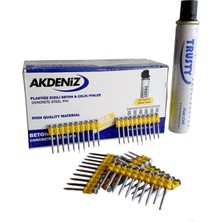 Akdeniz 2.7X38 mm Metal-Beton Uygulamaları Için Pin Çiviler(Düz Çivi) 1000 Adet Çivi+ 1  Gaz