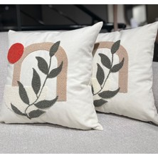 Pratic Home Tekli Punch Nakışlı Keten Pamuklu Kumaş Kırlent Kılıfı