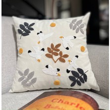 Pratic Home Ikili Punch Nakışlı Keten Pamuklu Kumaş Kırlent Kılıfı