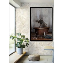 Ahşap Tablo,küvet Fil 3 Boyutlu ,banyo ,hayvan Duvar Süsü Çerçeve Görünümlü Dikey Duvar Tablo