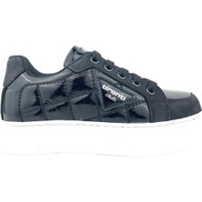 Tirenti Quilted Deri Kız Çocuk Ayakkabı Siyah Rugan