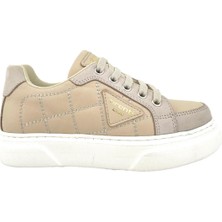 Tirenti Quilted Deri Kız Çocuk Ayakkabı Bej