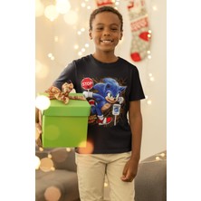 Fuddy Moda Sonic Baskılı Çocuk Tişört, Unisex Çizgi Film Baskılı Bebek T-Shirt