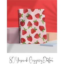 Fobinote A5 Spiralli Defter Flamingo – Çilek 80 Yaprak Çizgisiz - Dondurma Fosforlu Kalem 6'lı