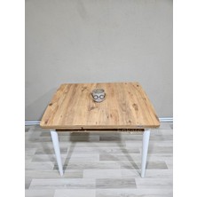 Enkare Çam Desen Küçük Mdf Masa, Açılabilir Mutfak Masası, 4 Kişilik Yemek Masası