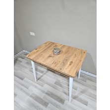 Enkare Çam Desen Küçük Mdf Masa, Açılabilir Mutfak Masası, 4 Kişilik Yemek Masası