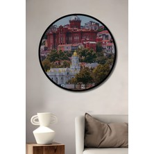 Teona Ahşap Dekoratif Istanbul Yalıları Duvar Tablo Ahşap Yuvarlak Tablo