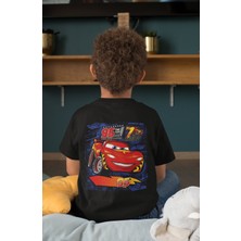 Fuddy Moda Şimşek Mcqueen Sırt Baskılı Unisex Çocuk Tişört, Arabalar Baskılı Bebek T-Shirt