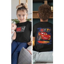 Fuddy Moda Şimşek Mcqueen Sırt Baskılı Unisex Çocuk Tişört, Arabalar Baskılı Bebek T-Shirt