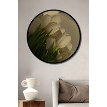 Teona Ahşap Dekoratif Vintage Çiçekler Modern Sanat Duvar Tablo Ahşap Yuvarlak Tablo