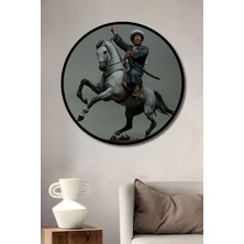 Teona Ahşap Dekoratif Ata Binen Asker Duvar Tablo Ahşap Yuvarlak Tablo