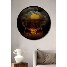 Teona Ahşap Dekoratif Soyut Sanat Dünyayı Yakan Insanlar Duvar Tablo Ahşap Yuvarlak Tablo