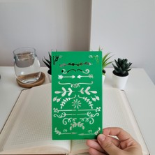 Karmelom Studio Bullet Journal Yaprak Desenli Başlık Şablon Cetvel