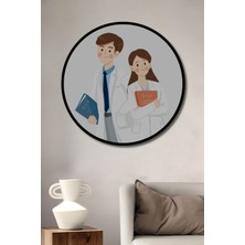 Dekoratif Doktorlar Duvar Tablo Ahşap Yuvarlak Tablo