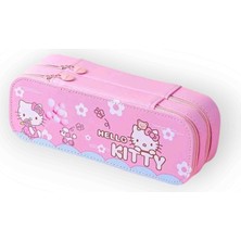 Prime Vista Kozmetik Geniş Hello Kitty Tasarımlı Suni Deri Çift Katmanlı Düzenleyici Kalem Kutusu