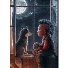 Karizma Tablo Ahşap Mdf Puzzle Yapboz Kızılderili Cocuk ve Kurt 255 Parça 35*50 cm