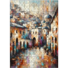 Karizma Tablo Ahşap Mdf Puzzle Yapboz Soyut Kasaba 120 Parça 25*35 cm