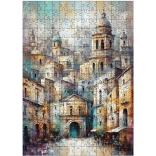 Karizma Tablo Ahşap Mdf Puzzle Yapboz Soyut Kasaba 255 Parça 35*50 cm