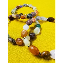 Doğal Taş Dünyası Sertifikalı Karışık Doğal Taş Şekilsiz Tımbıl Bileklik Aaa Kalite Sürpriz Hediyeli