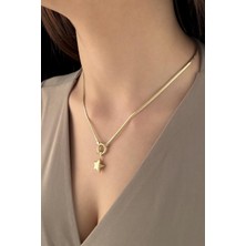 Fiyonk Kuyumculuk 14 Ayar Altın Yıldız Detaylı İtalyan Balıksırtı Kolye