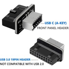 Lunatic 0952 Type-E To USB 3.0 19 Pın Anakart Dişi Erkek Çevirici Dönüştürücü Adaptör