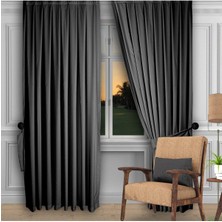 Dhm Perde Koyu Gri Ada Fon Perde Normal Pile 1'e 2,5 Pile