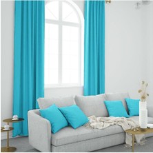 Dhm Perde Turkuaz Ada Fon Perde Pilesiz Extraforlu Düz Dikim Büzgü Pile