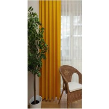 Dhm Perde Koyu Sarı Ada Fon Perde Normal Pile 1'e 2,5 Pile