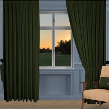 Dhm Perde Çimen Yeşili Ada Fon Perde Pilesiz Extraforlu Düz Dikim Büzgü Pile