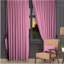 Pudra Ada Fon Perde Pilesiz Extraforlu Düz Dikim Büzgü Pile