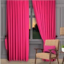 Dhm Perde Fuşya Ada Fon Perde Pilesiz Extraforlu Düz Dikim Büzgü Pile