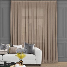 Krem Keten Tül Perde Yüksek Kalite Normal Pile 1'e 2,5 Pile