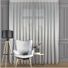 Dhm Perde Kırık Beyaz Düz Tül Perde İnce Çizgili Seyrek Pile 1'e 2 Pile