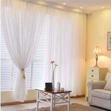 Dhm Perde Ekru Düz Tül Perde Grek Etek Kurşunlu Sık Pile 1'e 3 Pile