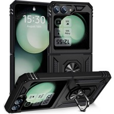Tasopay Samsung Galaxy Z Flip 6 Uyumlu Kılıf Soldier Korumalı Yüzüklü ve Mıknatıslı Tpu Gövde Kılıf