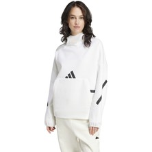 adidas W Z.N.E. OH HD Kadın Sweatshirt Beyaz Renk Dik Yaka Rahat Kesim JI7553