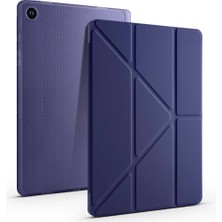 Casesuar Galaxy Tab A9 Kılıf Zore Tri Folding Kalem Bölmeli Standlı Kılıf-Gri