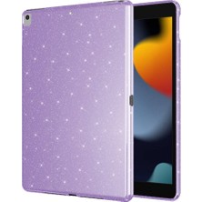 Casesuar Apple iPad 10.2 (8 Nesil) Simli Parlak Görünümlü Zore Tablet Koton Kılıf-Pembe Koyu